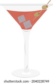 Pink coctail, illustration, vector on white background.