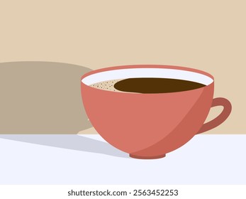 A pink coffee cup filled with freshly brewed espresso. A cozy and inviting design perfect for cafés and lifestyle visuals. Ideal for banners, branding, and morning inspiration.