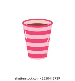 Pink coffee cup in flat style. Drink beverage