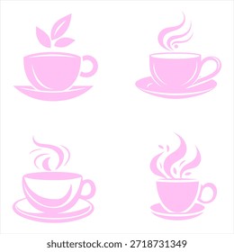 Juego de logotipos de taza de café rosa Diseño mínimo