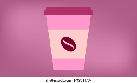 Pink coffee cup vector illustration