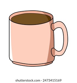 Pink coffee mug full of coffee