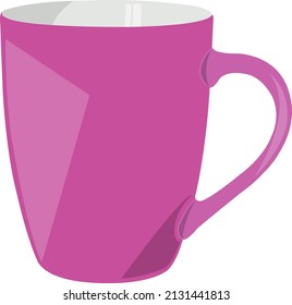 Pink coffee mug, illustration, vector on a white background.