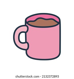 pink coffee mug over white