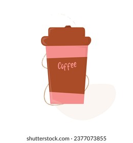 Pink Coffee Portable Cup - Isolated, Flat, Isometric Design for Websites on Coffee Shops and Similar Businesses Like Cafes