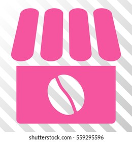 Pink Coffee Shop toolbar pictogram. Vector pictograph style is a flat symbol on diagonally hatched transparent background.