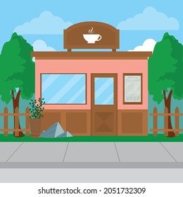 pink coffee store at city