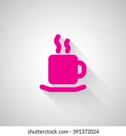 Pink Coffee web icon on light grey background