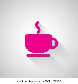 Pink Coffee web icon on light grey background