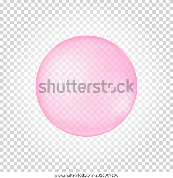 Pink collagen\
bubble on transparent background. Cherry or strawberry bubble gum.\
Element of soap foam, bath suds, cleanser liquid, sweet water.\
Vector realistic\
illustration.