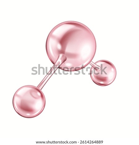 Pink collagen molecule structure realistic vector illustration. Model forms bonds representing natural protein 3d object on white background