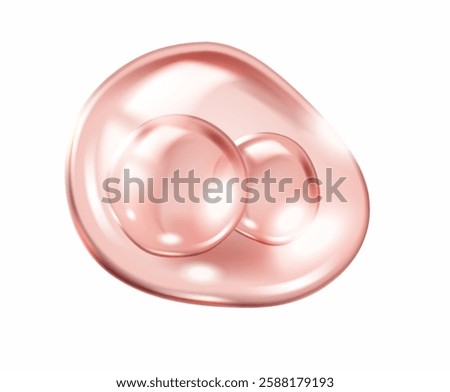 Pink collagen molecules inside blob realistic vector illustration. Essential for skin elasticity and firmness 3d object on white background
