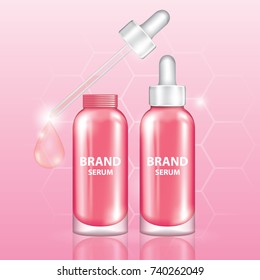 Pink collagen skin care serum vector illustration
