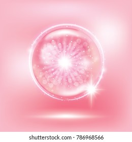 Pink collagen vitamin vector illustration