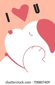 Pink collection for banners,Placards with dog and heart