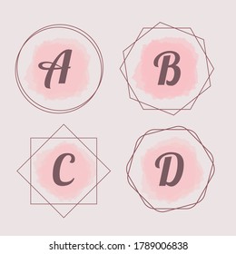 Pink collection of geometric frame. Decorative element for logo, branding, card, invitation.