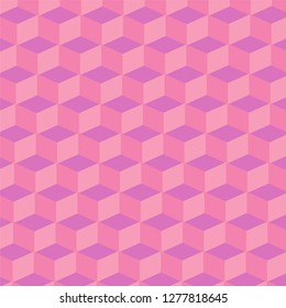 Pink color 3d cube geometric pattern vector