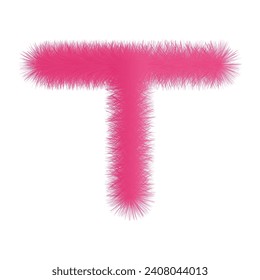 pink color 3d letter T. vector