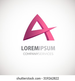 Pink color abstract triangle  logo.  Vector Illustration, easy editable for your design. 