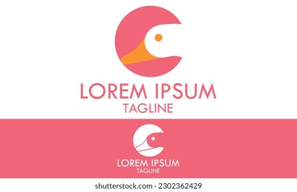 Pink Color Beautiful Animal Swan Initial Letter O Logo Design