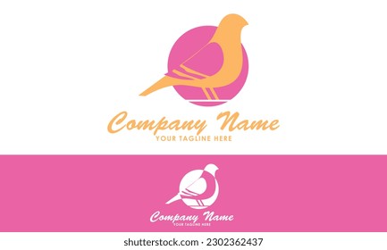 Pink Color Beautiful Bird Pigeon Logo Design