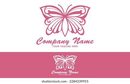 Pink Color Beautiful Butterfly Insect Logo Design