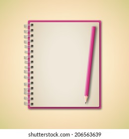 Pink color blank Notebook vector 