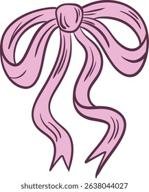 pink color of cartoon bow in flat syle illustration 