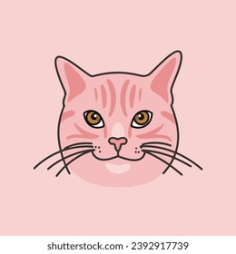 Pink color cat vector illustration