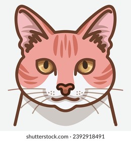 Pink color cat vector illustration featuring a charming feline with soft and pastel pink hues, set against a clean and simple background