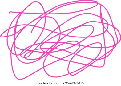 Pink color chaos pattern. Doodle circle sketch. Colorful background with line arrangement. graffiti Complex chaotic line texture colored oink. Art creation. Print banners, posters and t-shirts