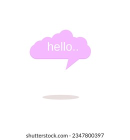 pink color chat cloud hello word, cloud for text.