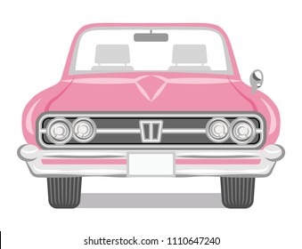 Pink color convertible - Front view