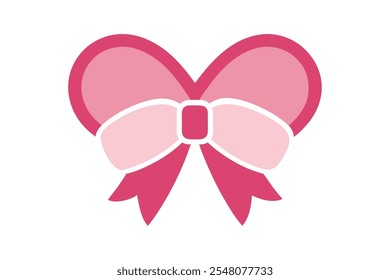 pink color coquette bow heart vector art on white background
