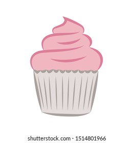 Pink Color Cup Cake Illustration. Vector Illustration. with soft autumn color