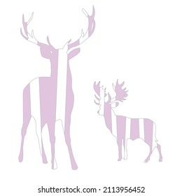 pink color deer patterns on white background. vector work. decorative textile fabric can be used as a backdrop