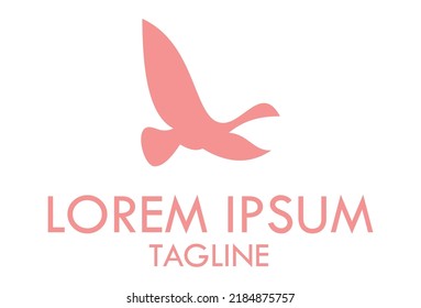 Pink Color Flying Animal Goose Logo Design