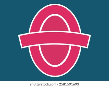 Pink color geometric vintage badge shape vector illustration 