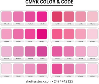 Pink Color Guide Palette with color Names. Color Palette, Fashion Trend Pantone Color Palette