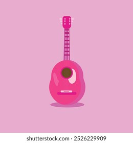 Diseño de ilustración de guitarra de color rosa.