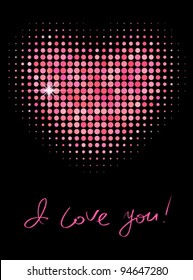 Pink Color Halftone Heart Shape