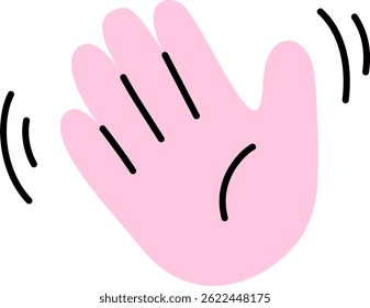 Pink Color Hand Drawn Hi Emoji