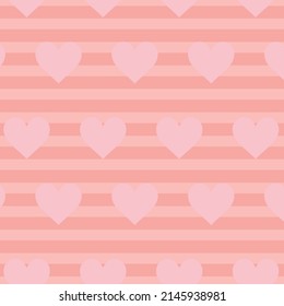 pink color heart patterns on orange striped background, vector
