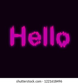 Pink color HELLO quote message on black background. Vector illustration