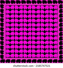 Color rosa Patrón de Houndstoth sobre fondo negro, diseño de arte de moda