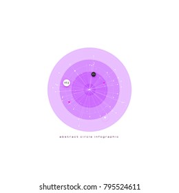 Pink color infographic isolated on white background. Abstract template with circles, dots, lines for web design, brochure, flyer, annual report, banner. Minimal technology concept, vector illustration