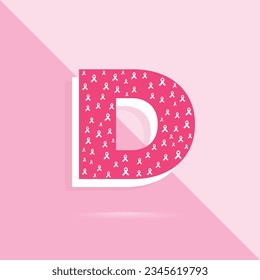 Pink color letter d logo and icon for breast cancer awareness month