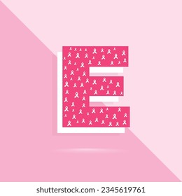 Pink color letter e logo and icon for breast cancer awareness month