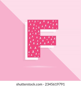 Pink color letter f logo and icon for breast cancer awareness month