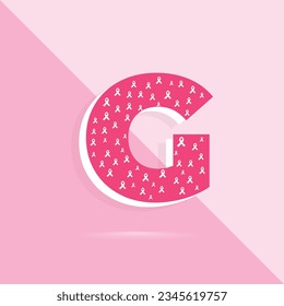 Pink color letter g logo and icon for breast cancer awareness month